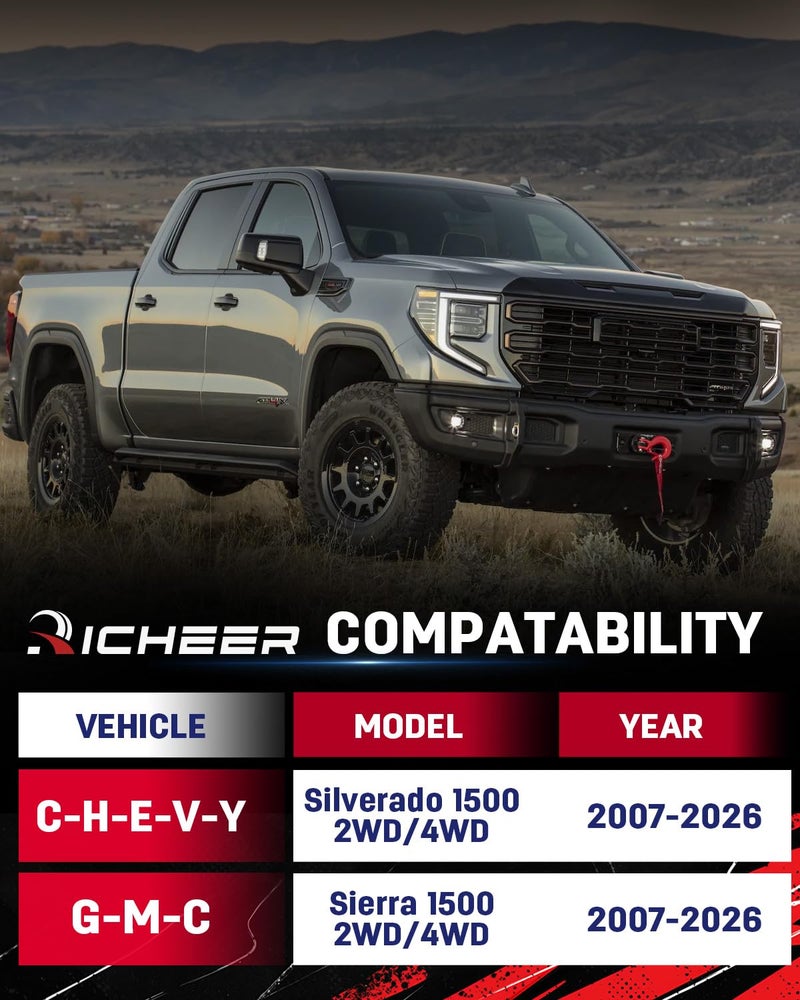 Richeer 2.5" Front Leveling Lift Kit Compatible with 2007-2026 Silverado 1500 2WD/4WD, Leveling Lift Kit for 2007-2026 Sierra 1500 2WD/4WD Forged Front Strut Spacers Raise Front of Vehicle by 2.5" - Image 2